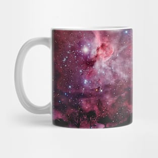 Red galaxy and castle silhouette Mug